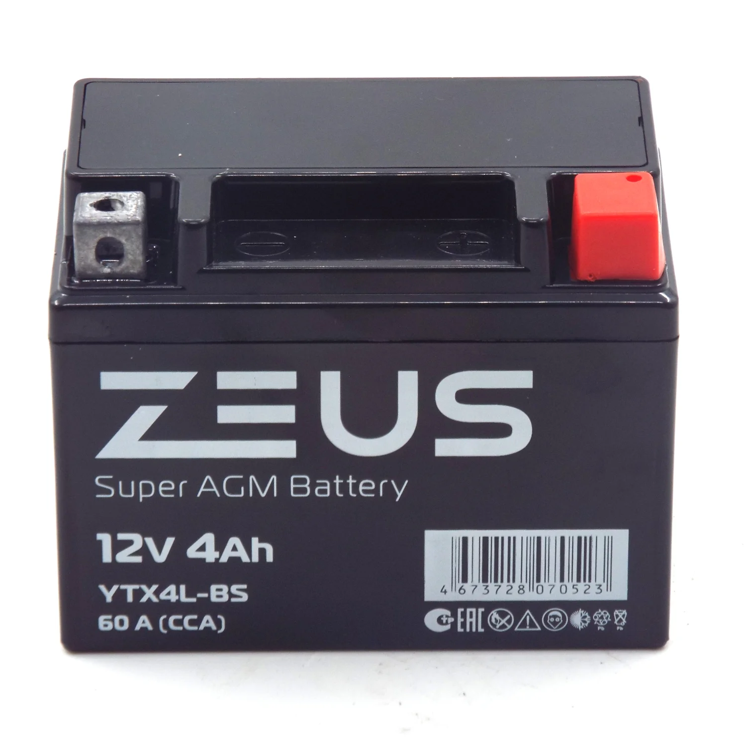 Аккумулятор ZEUS SUPER AGM 4 Ач о.п. (YTX4L-BS) СУПЕР ЦЕНА Фото 1