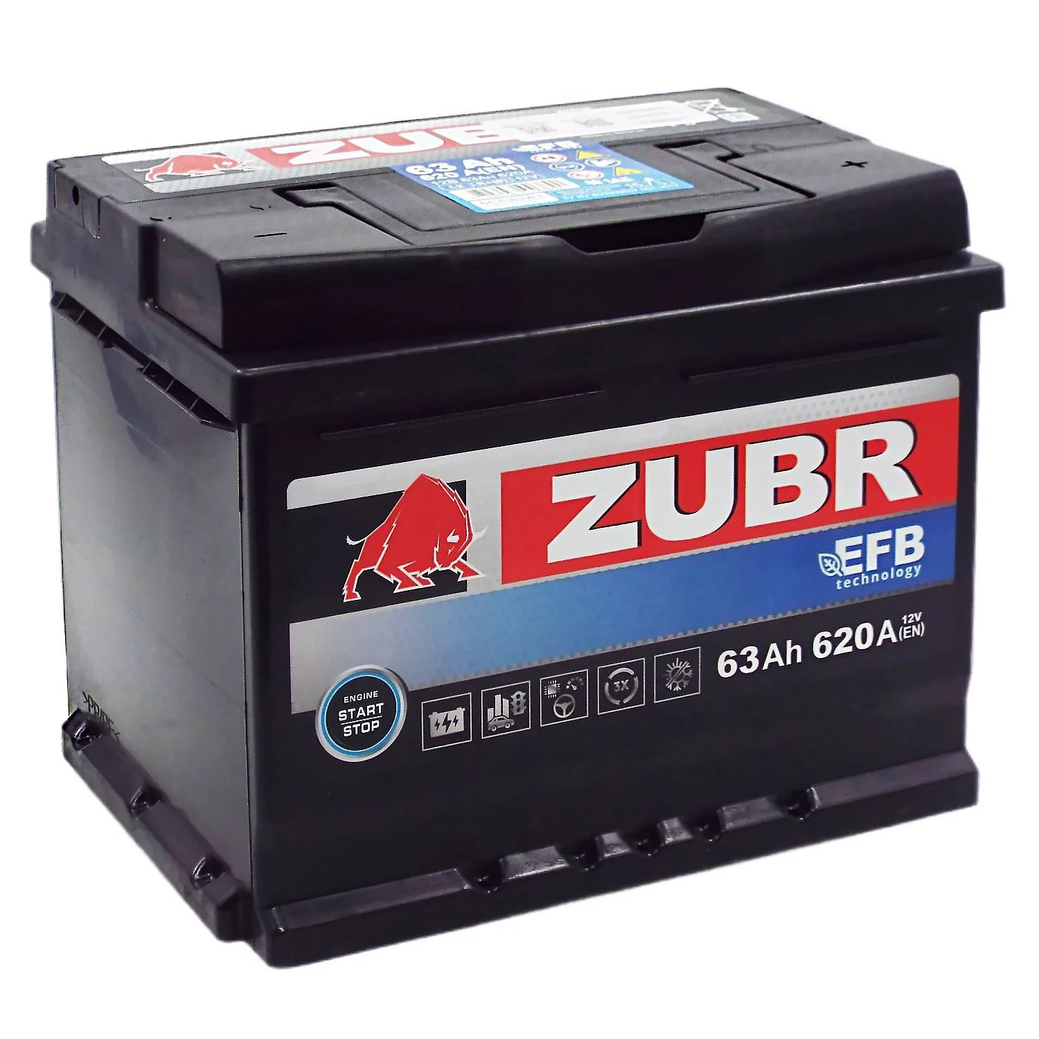 Аккумулятор ZUBR EFB 63 Ач о.п. РАСПРОДАЖА
