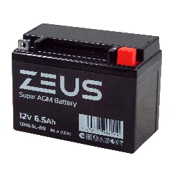 Аккумулятор ZEUS SUPER AGM 6.5 Ач о.п. (12N6.5L-BS) Фото 1