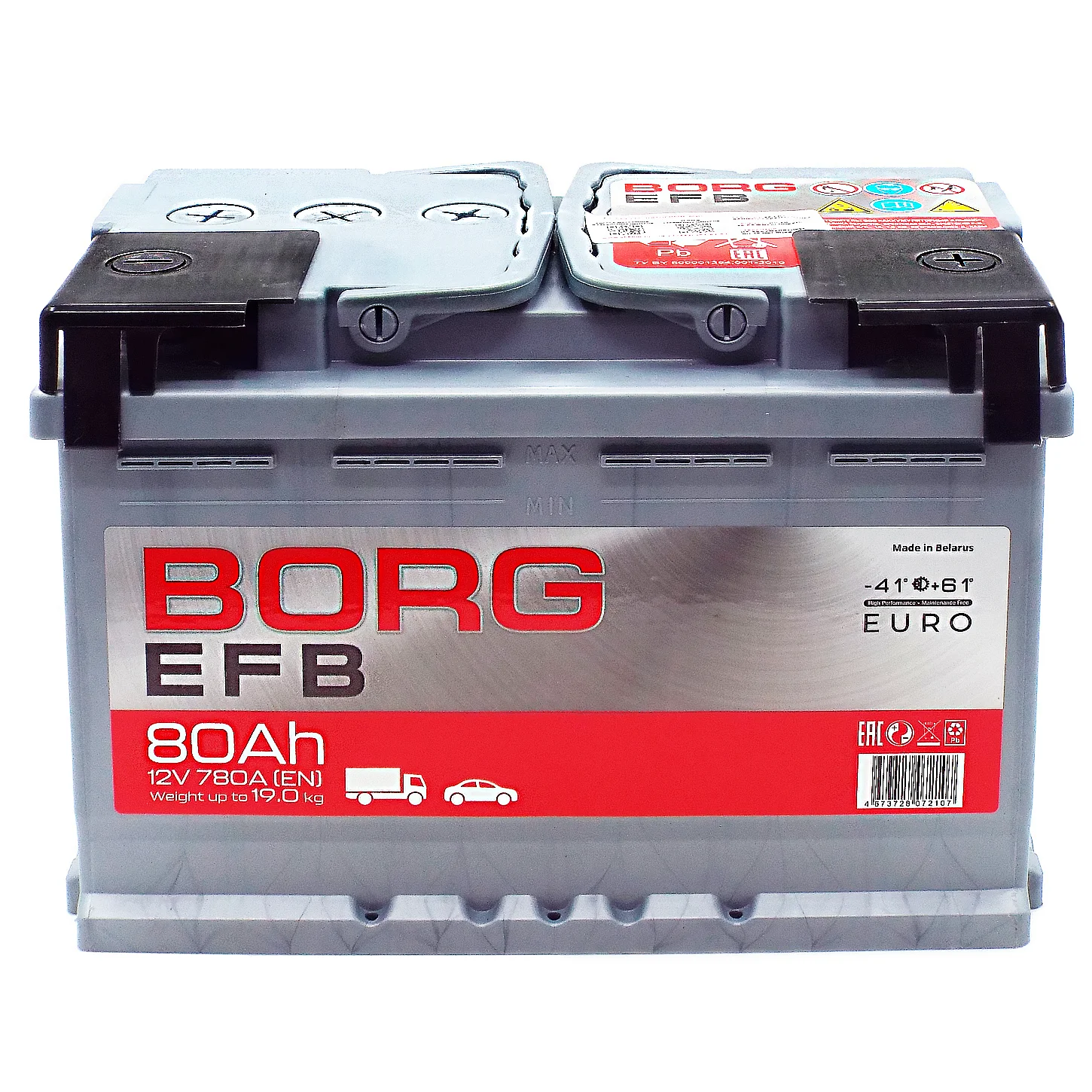 Аккумулятор BORG EFB 80 Ач о.п. Фото 1