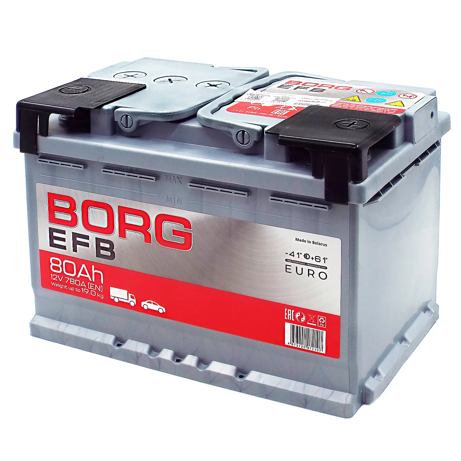 Аккумулятор BORG EFB 80 Ач о.п. Фото 1