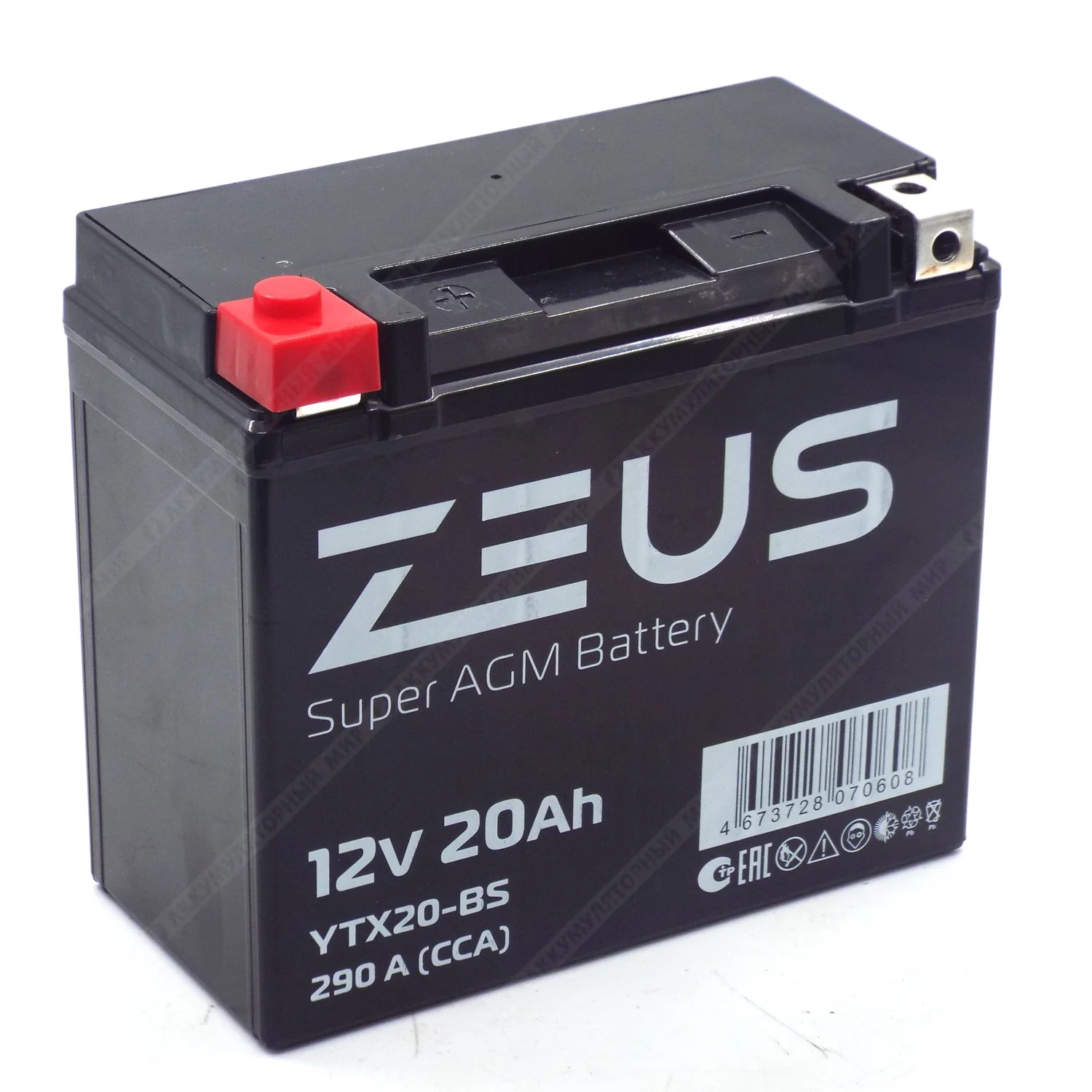 Аккумулятор ZEUS SUPER AGM 20 Ач п.п. (YTX20-BS) СУПЕР ЦЕНА Фото 1