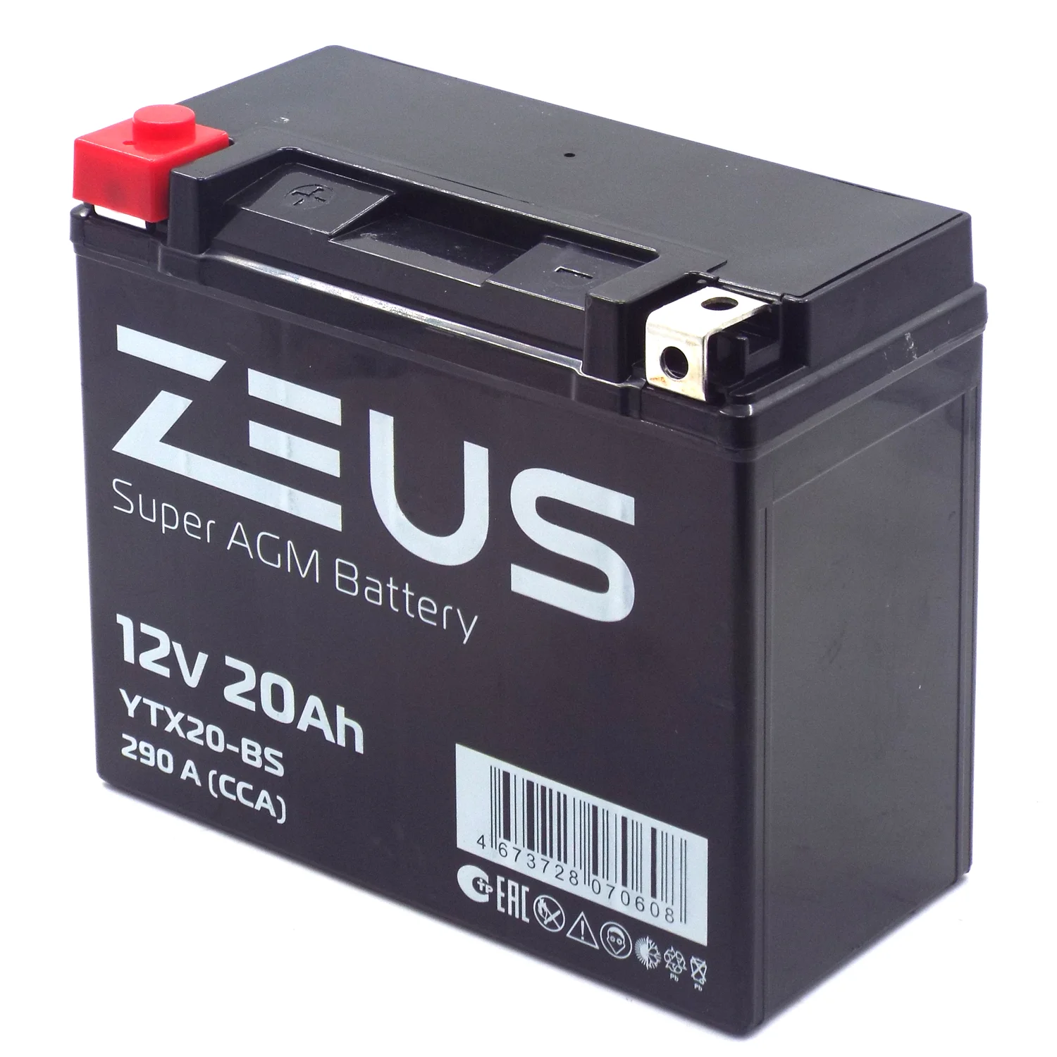 Аккумулятор ZEUS SUPER AGM 20 Ач п.п. (YTX20-BS) СУПЕР ЦЕНА Фото 1