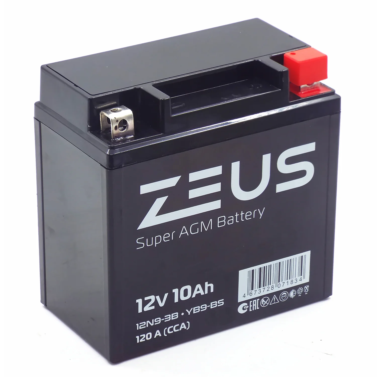 Аккумулятор ZEUS SUPER AGM 10 Ач о.п. (12N9-3B)