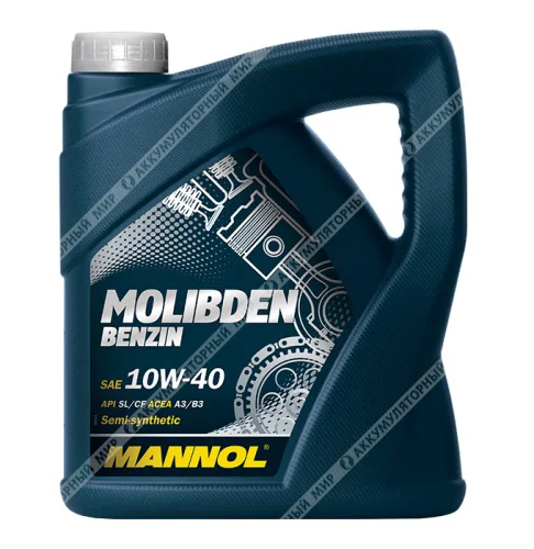 Масло моторное 10W-40 Mannol Molibden Benzin полусинтетическое 4л Фото 1