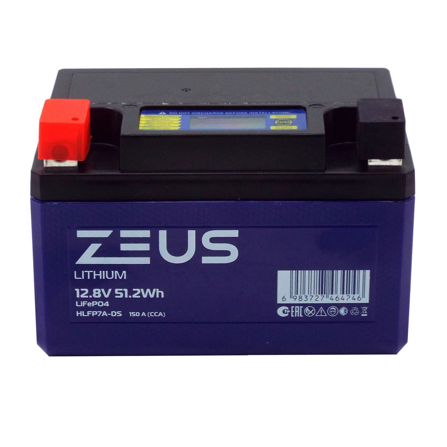 Аккумулятор ZEUS LITHIUM HLFP7A-DS 51.2Wh 4 Ач п.п. (тип YTX7A-BS) Фото 1