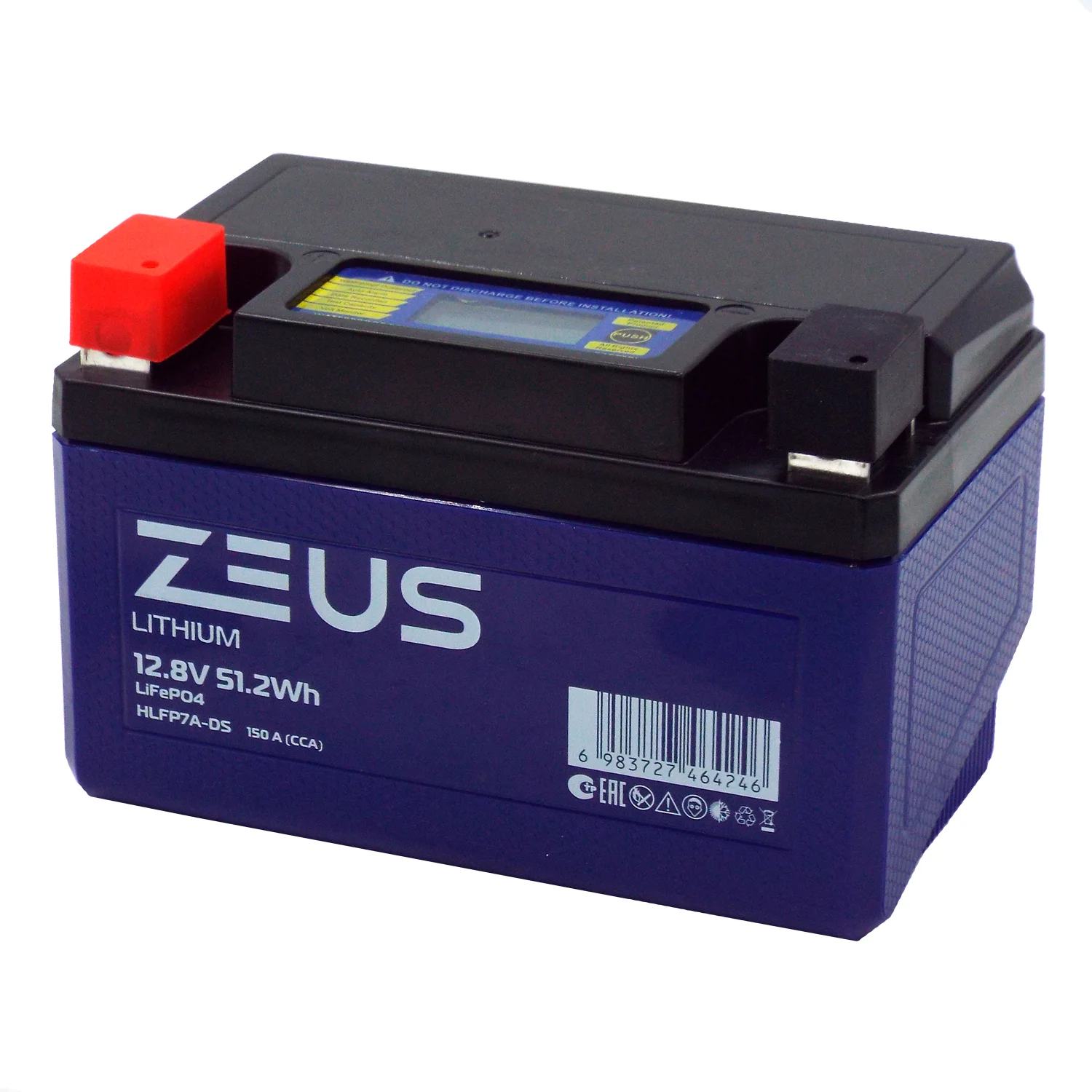 Аккумулятор ZEUS LITHIUM HLFP7A-DS 51.2Wh 4 Ач п.п. (тип YTX7A-BS) Фото 1