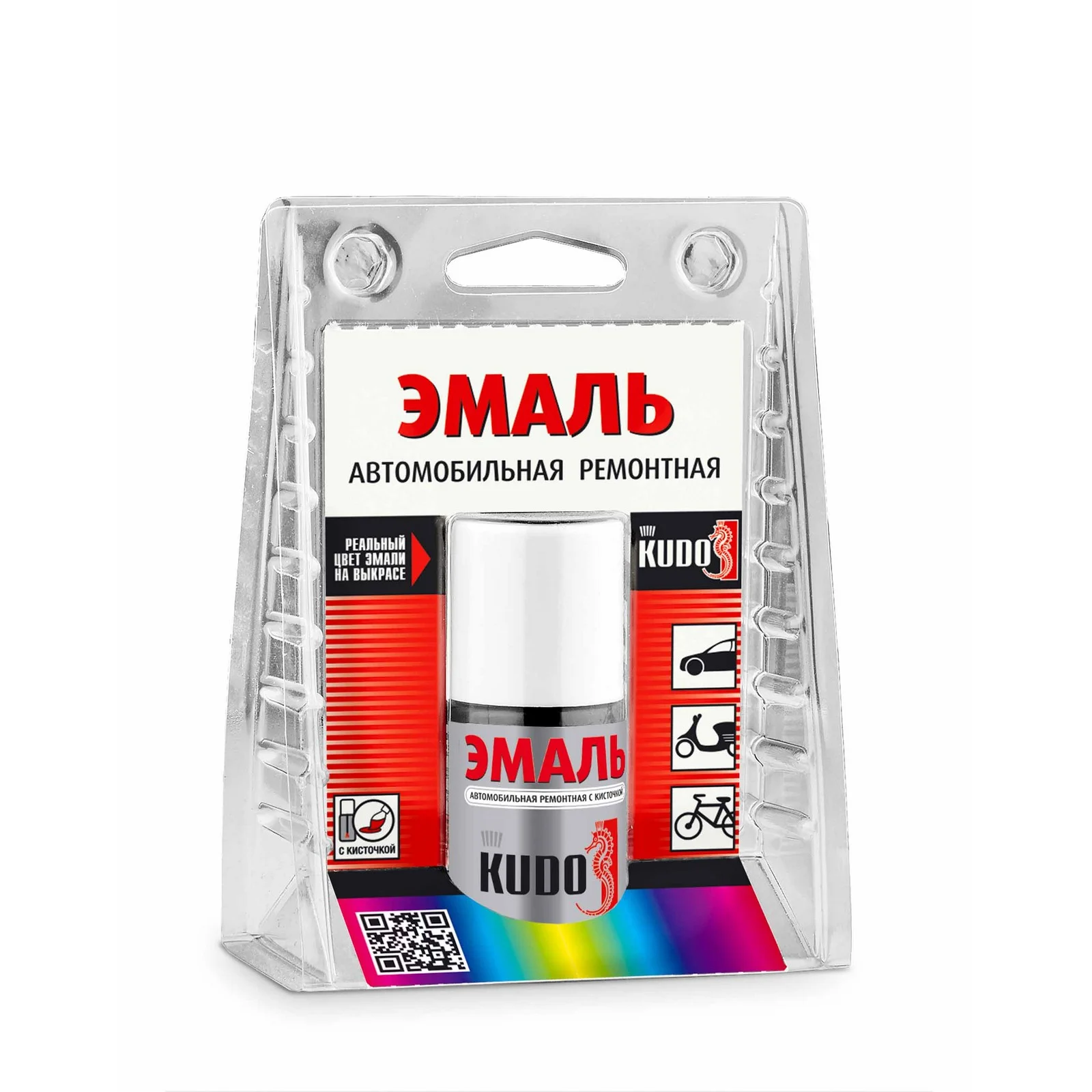 Эмаль автомобильная KUDO 690 снежная королева 15 мл с кисточкой Фото 1