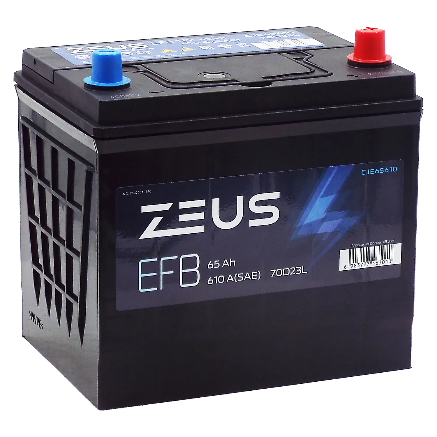 Аккумулятор ZEUS EFB Asia 70D23L 65 Ач о.п.