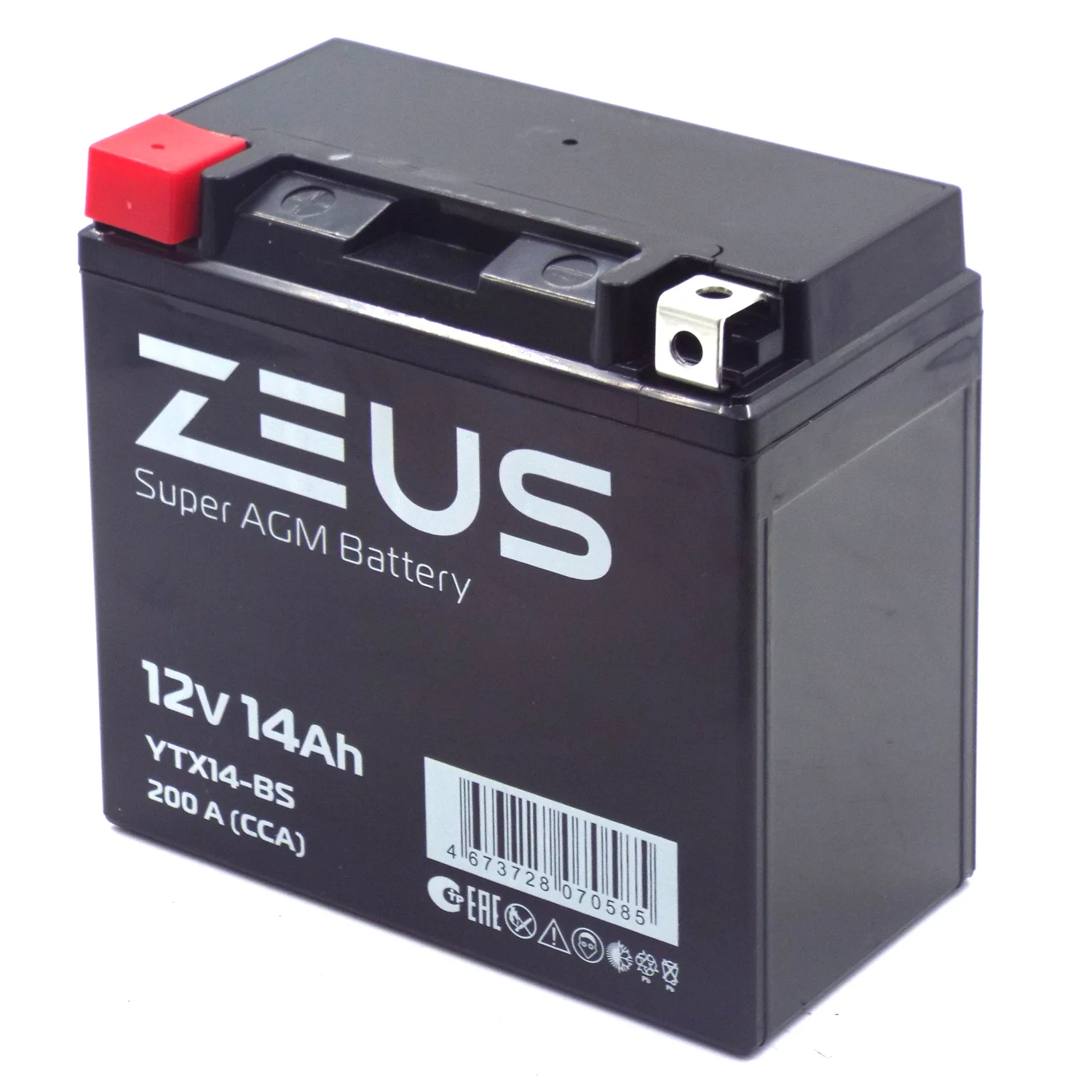 Аккумулятор ZEUS SUPER AGM 14 Ач п.п. (YTX14-BS) Фото 1