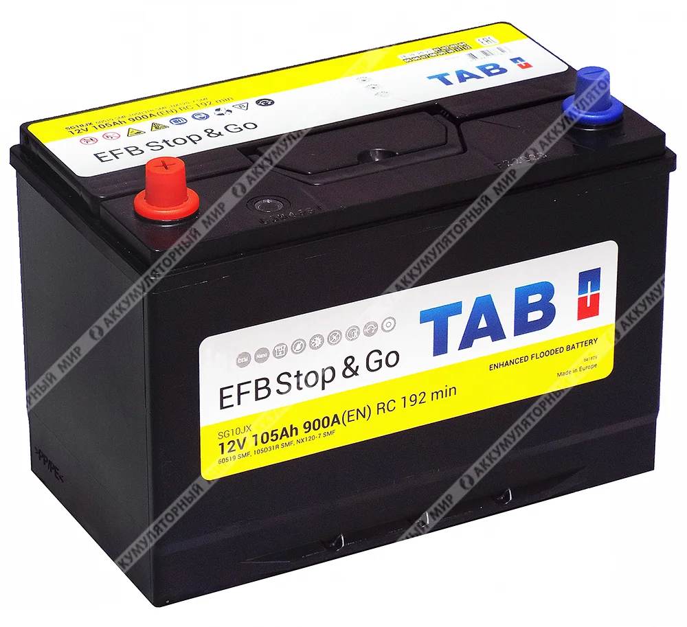 Аккумулятор TAB EFB SG10JX Asia 105 Ач п.п.