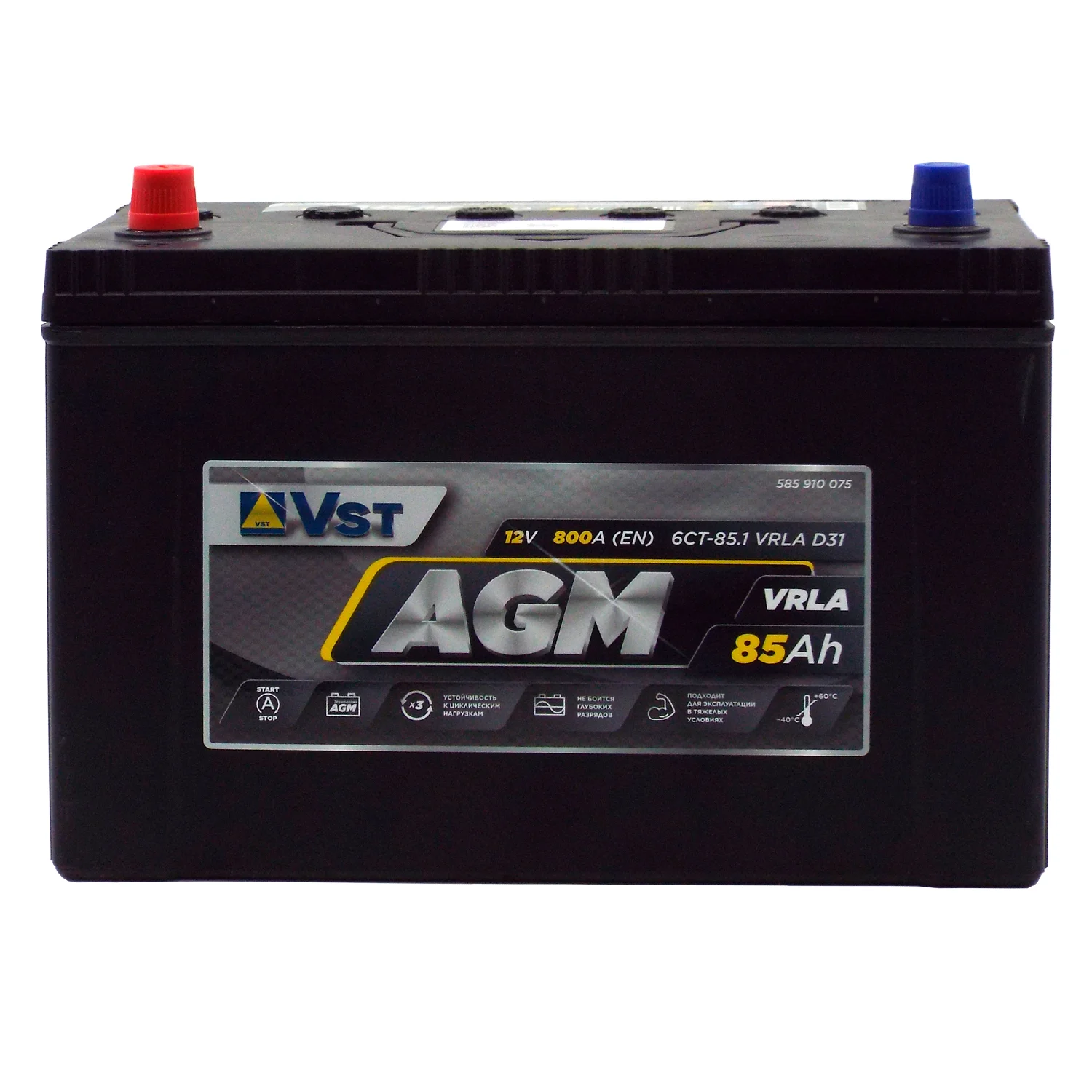 Аккумулятор VST AGM Asia 85 Ач п.п. Фото 1