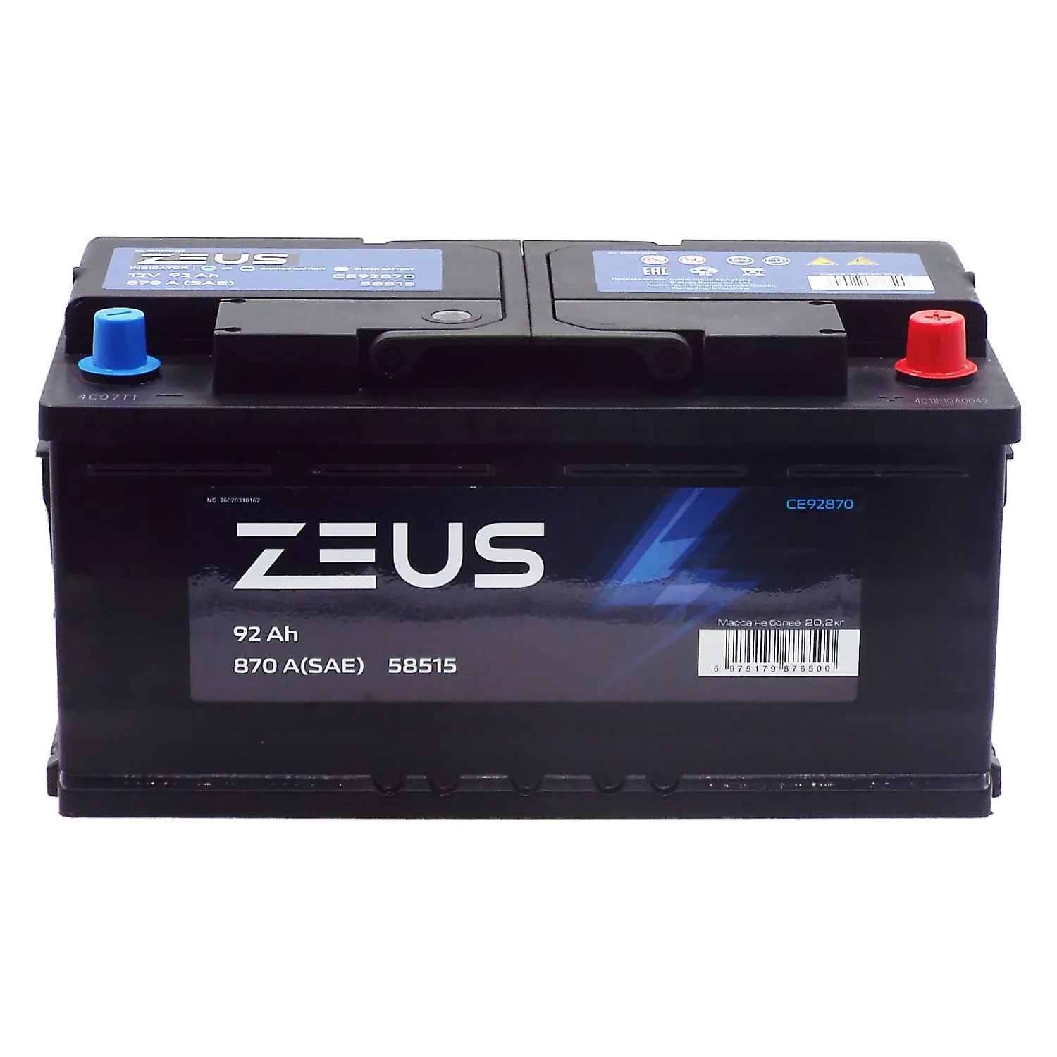 Аккумулятор ZEUS LB 92 Ач о.п. Фото 1